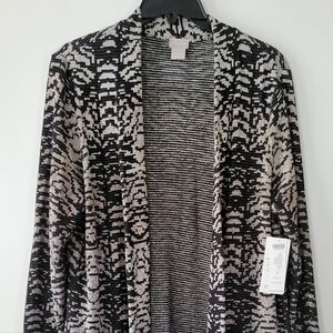 Chico's Women's Cardigan Sweater Drama Open front Ombre Sweater  LS Pattern Sz 2